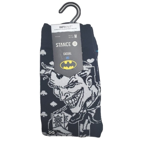 STANCE Batman The Joker Black Infiknit M 6-8.5 Men's Women's 8-10.5 Crew Socks - Picture 4 of 5